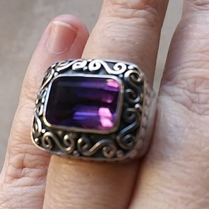 Bali 925 Silver, Amethyst ring approx sz 8 ♥